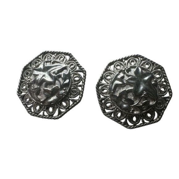 Jose Barrera For Avon Fallen Leaves Silver Tone Clip On Earrings - Picture 2 of 5